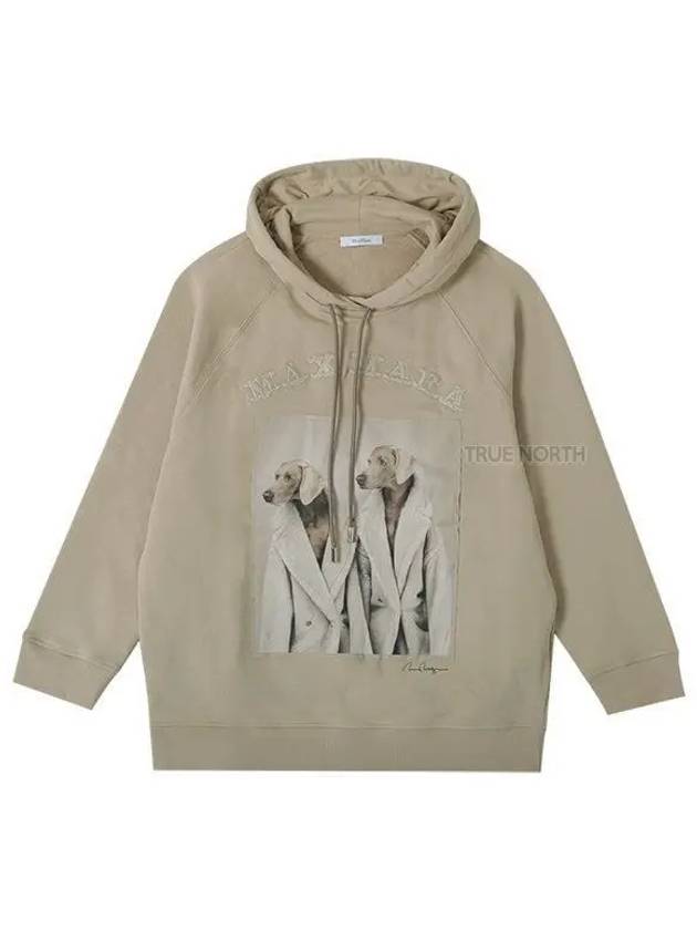 Lillo Graphic Print Cotton Hoodie Beige - MAX MARA - BALAAN 2