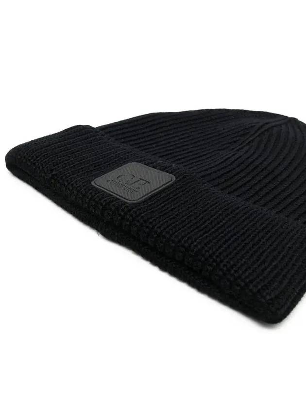 Wool Logo Patch Beanie Black - CP COMPANY - BALAAN.