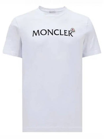 Logo Patch Round Short Sleeve T Shirt White Men s 271959 - MONCLER - BALAAN 1