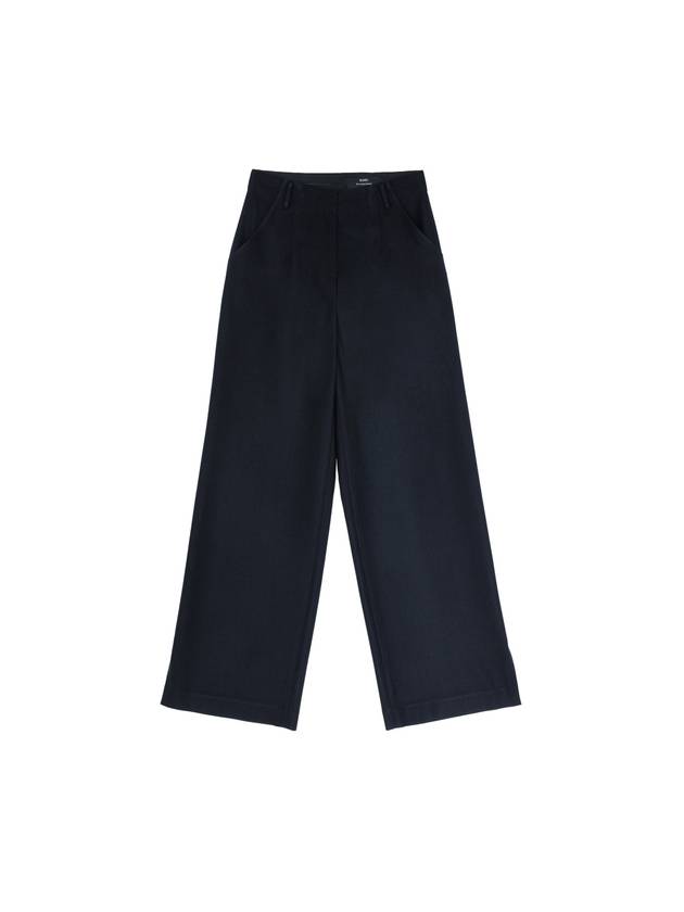 Meryl High Waist Wide Wool Slacks Midnight - RAMUSTUDIO - BALAAN 1