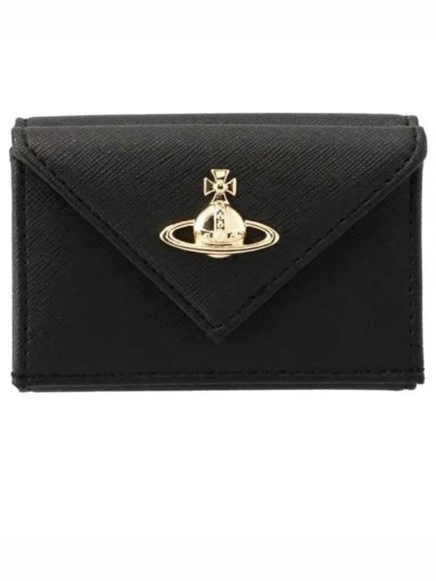 Logo Plaque Foldover Half Wallet Black - VIVIENNE WESTWOOD - BALAAN 2