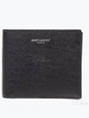 Classic Logo Textured Leather Half Wallet Black - SAINT LAURENT - BALAAN 2