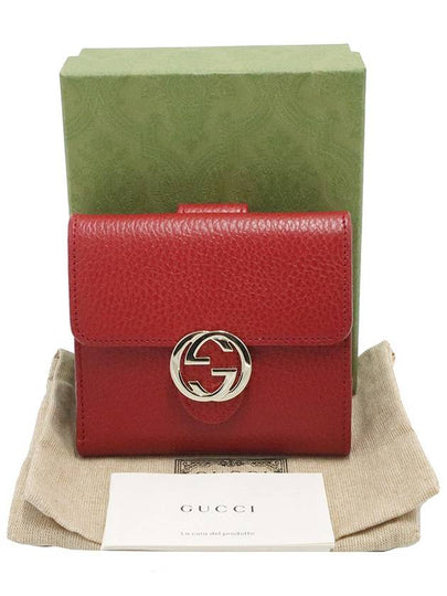 Gucci 615525 Red leather interlocking GG flap bi fold wallet - GUCCI - BALAAN 2