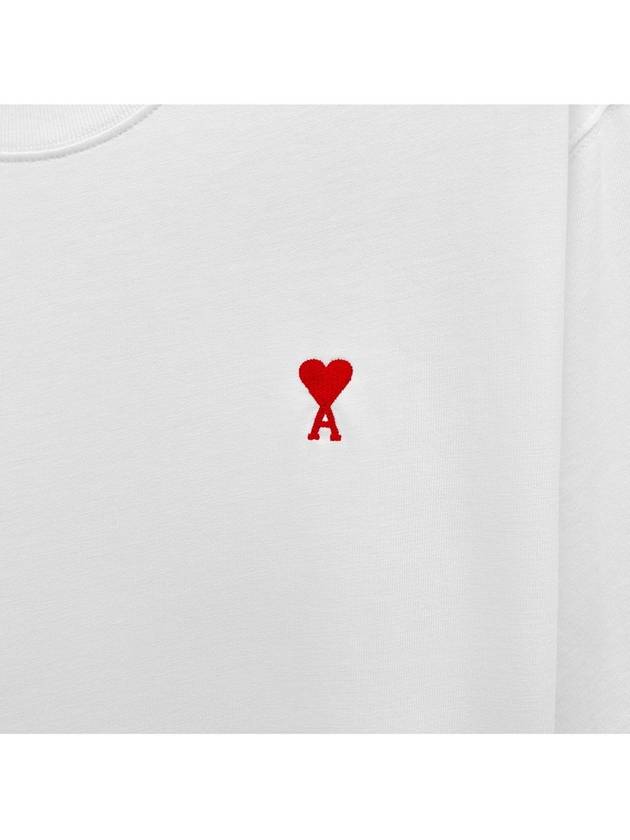 Small Heart Logo Boxy Fit Short Sleeve T-Shirt White - AMI - BALAAN 4