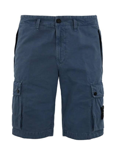 Logo Cotton Slim Cargo Shorts Blue - STONE ISLAND - BALAAN 1