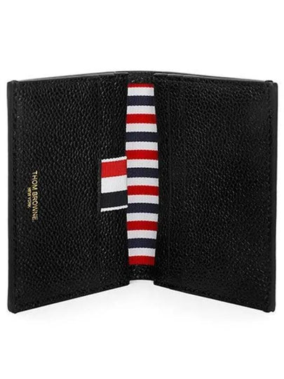 Pebble Grained Leather Double Card Wallet Black - THOM BROWNE - BALAAN 2