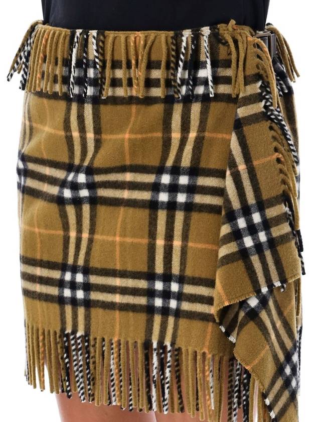 Check Wool Cashmere A-Line Skirt Oxide - BURBERRY - BALAAN 4