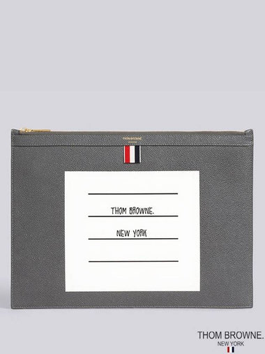 Faber Label Clutch Bag Dark Gray MAC131A - THOM BROWNE - BALAAN 1