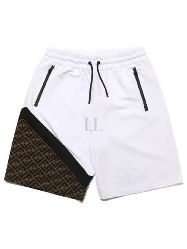 Bermuda Elastic Drawstring Waist Shorts White Black - FENDI - BALAAN 2