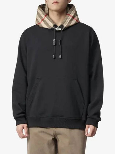 Check Hood Cotton Relax Fit Black 8058117 - BURBERRY - BALAAN 1