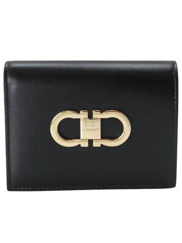 Double Gancio Half Wallet Black - SALVATORE FERRAGAMO - BALAAN 2