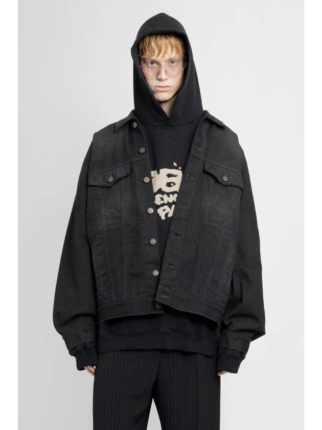 Political Campaign Logo Oversized Denim Jacket Black - BALENCIAGA - BALAAN 5