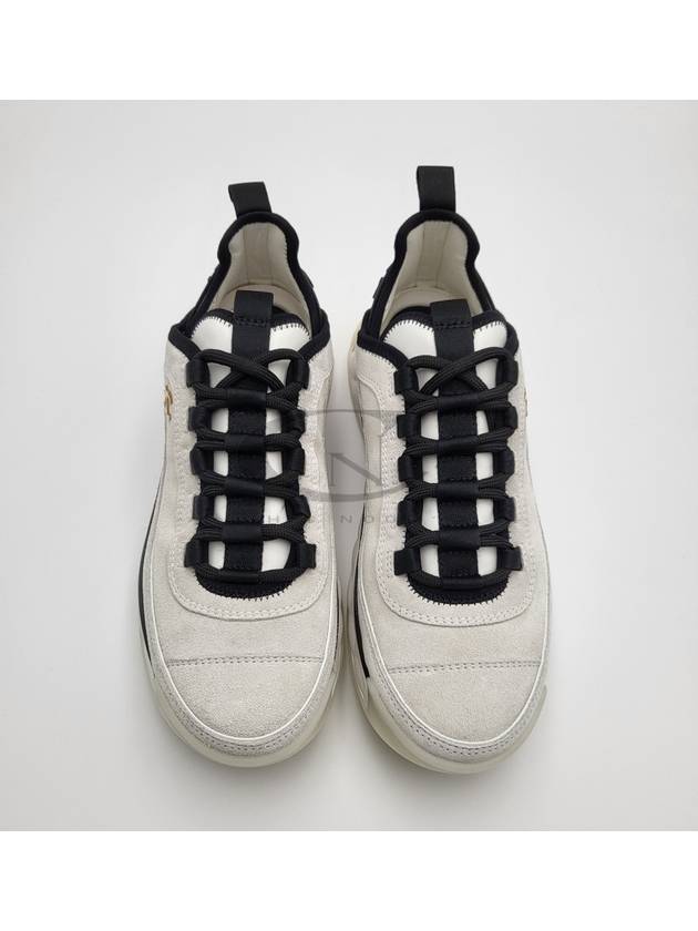 Logo Mixed Fibers Suede Low Top Sneakers White - CHANEL - BALAAN 5