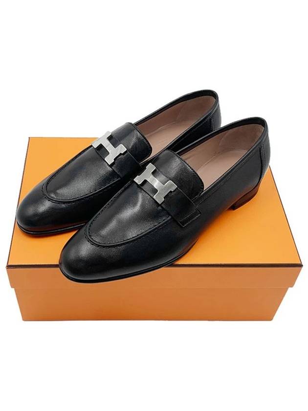 Paris Loafers Goatskin Palladium Noir - HERMES - BALAAN 2