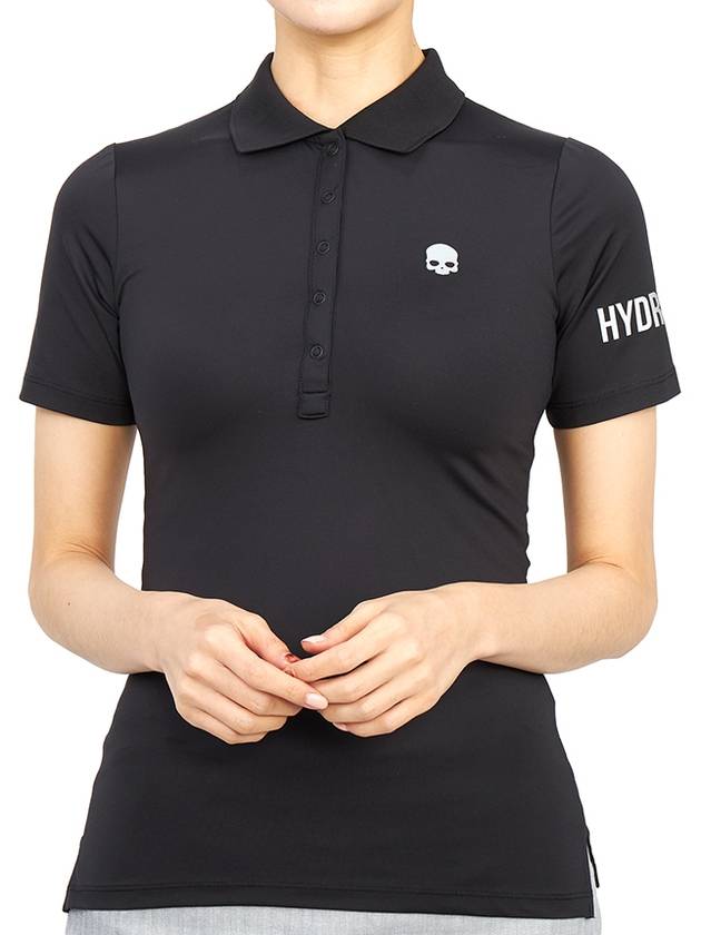 Women's Golf Logo Short Sleeve PK Shirt Black - HYDROGEN - BALAAN 6