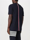 Men's Center Back Striped Short Sleeve T-Shirt Navy - THOM BROWNE - BALAAN 4