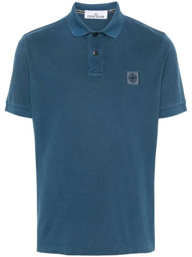 Wappen Cotton Short Sleeve Polo Shirt Avio Blue - STONE ISLAND - BALAAN 1