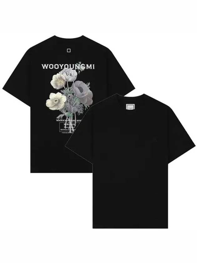 Flower printing back logo round short sleeve t shirt black men s W233TS06708B - WOOYOUNGMI - BALAAN 1