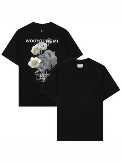 Flower Print Back Logo Short Sleeve T-Shirt Black - WOOYOUNGMI - BALAAN 2