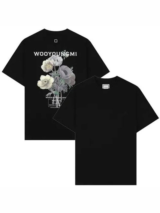 Flower Print Back Logo T-Shirt Black - WOOYOUNGMI - BALAAN 2