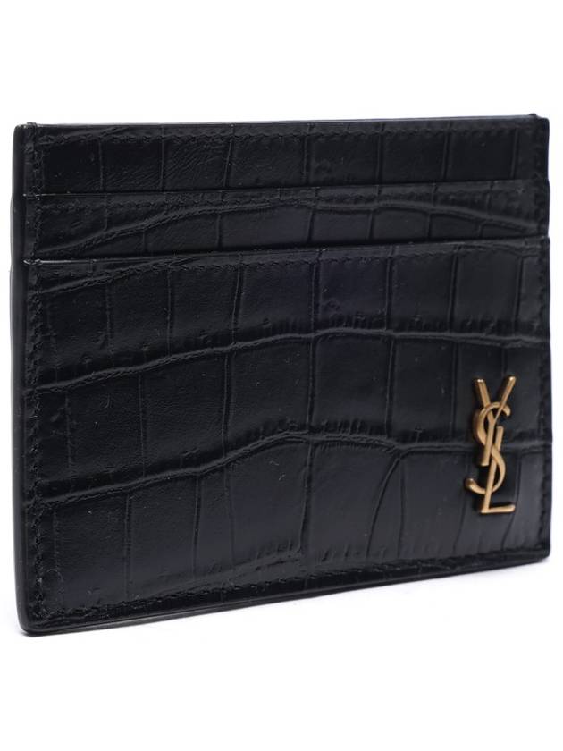 Monogram Logo Crocodile Card Wallet Black - SAINT LAURENT - BALAAN 4