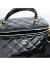 October 21 Top Handle Vanity Bag Patent Black Gold Rectangular Mini - CHANEL - BALAAN 3