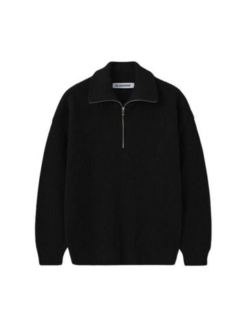 Half zip-up rib knit topblack - BLONDNINE - BALAAN 1