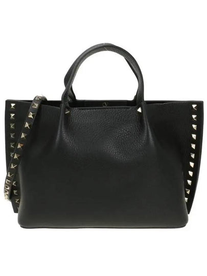 Rockstud Tote Bag Black - VALENTINO - BALAAN 2