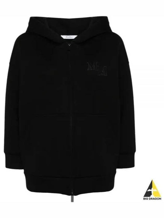 Obbia M Monogram Embroidery Detail Zip Up Hoodie Black - MAX MARA - BALAAN 2