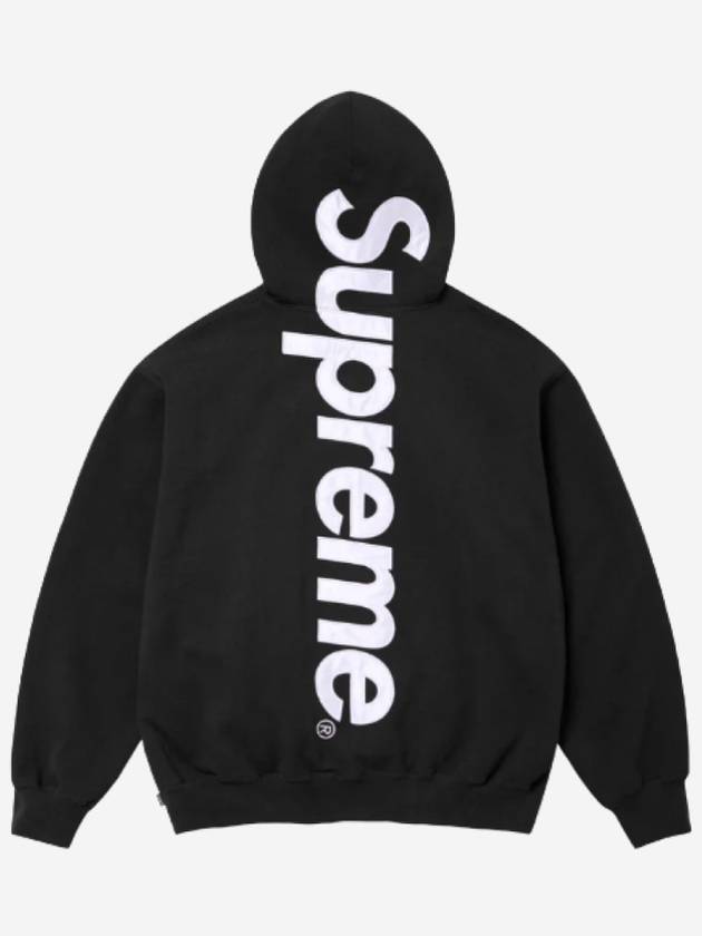 Satin applique hooded sweatshirt black - SUPREME - BALAAN 1