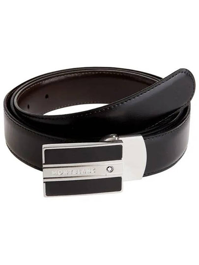 Classic Plate Buckle Reversible Leather Belt Black Brown - MONTBLANC - BALAAN 2