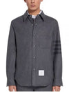 Snap Front Cashmere Wool Shirt Jacket Grey - THOM BROWNE - BALAAN 2