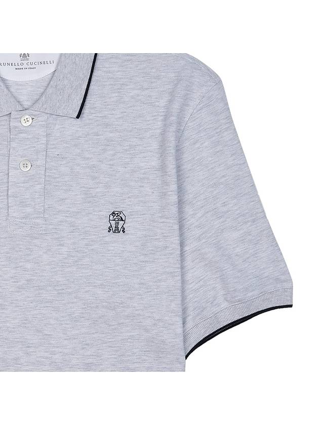 Logo Embroidered Short Sleeve Polo Shirt Heather Grey - BRUNELLO CUCINELLI - BALAAN 8