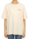 Handwriting Logo Cotton Short Sleeve T-Shirt Beige - MAISON KITSUNE - BALAAN 4