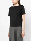 Cotton Silk Iconic Tricolor Short Sleeve T Shirt Black - THOM BROWNE - BALAAN 4