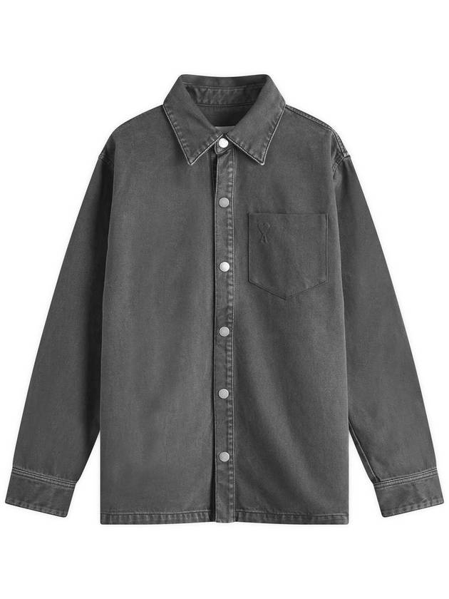 De Coeur Embossed Overshirt Jacket Black - AMI - BALAAN 2