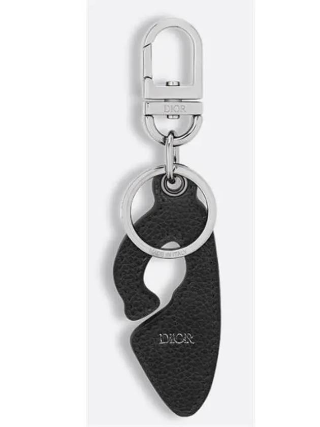 Grained Calfskin Silver Finish Brass Key Holder Black Silver - DIOR - BALAAN 3