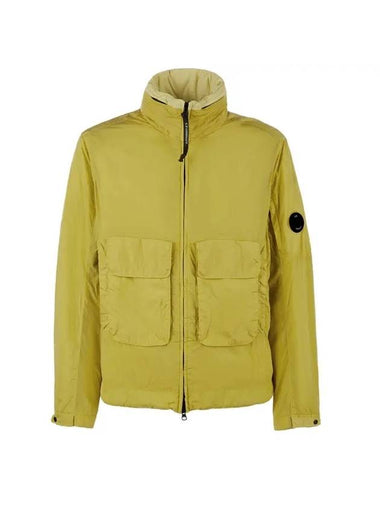 Lens Wappen Pocket High Neck Nylon Zip Up Jacket Yellow - CP COMPANY - BALAAN 1