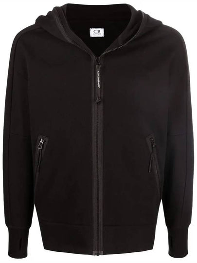 Goggles Detail Fleece Zip-Up Hoodie Black - CP COMPANY - BALAAN 2