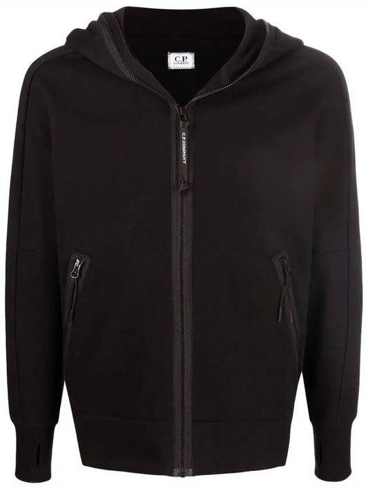 Goggles Detail Fleece Zip-Up Hoodie Black - CP COMPANY - BALAAN 2