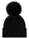 Pom-Pom Detail Wool Beanie Black - MONCLER - BALAAN 4