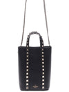 Rockstud Logo Chain Top Handle Tote Bag Black - VALENTINO - BALAAN 5