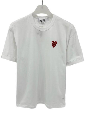 Double Heart White Short Sleeve TShirt T288 - COMME DES GARCONS - BALAAN 1