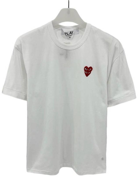 Double Heart White Short Sleeve TShirt T288 - COMME DES GARCONS - BALAAN 1