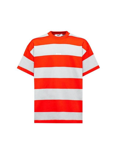 logo striped short sleeve t-shirt orange gray - MSGM - BALAAN 1