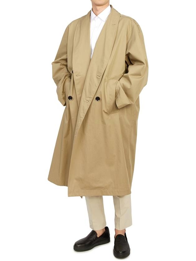 Double Breasted Wrap Collar Trench Coat Beige - LEMAIRE - BALAAN 8