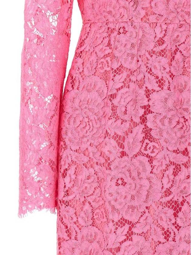 Floral Lace Midi Dress Pink - DOLCE&GABBANA - BALAAN 5