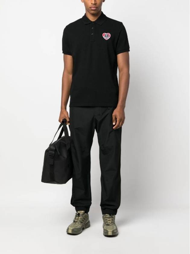 Logo Patch Polo Shirt Black - MONCLER - BALAAN 3