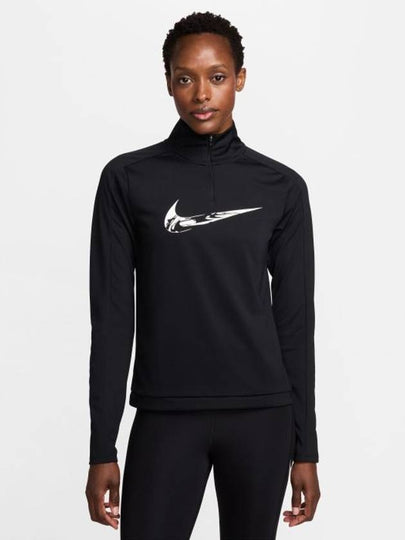 Swoosh Dri Fit HBR Half Zip Mid Layer Long Sleeve T-Shirt Black - NIKE - BALAAN 2