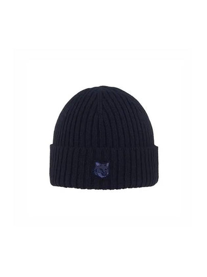 Wool Fox Head Beanie Navy Blue - MAISON KITSUNE - BALAAN 2